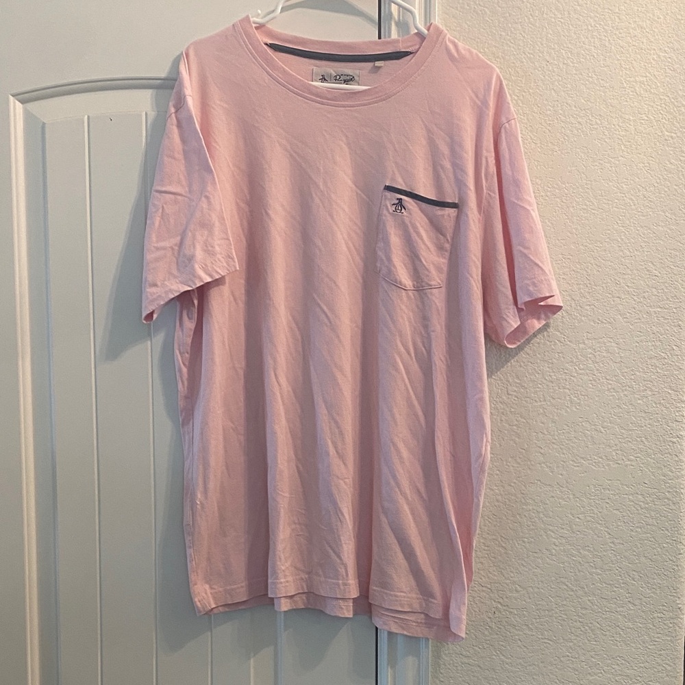 Original Penguin Men's Light Pink Short Sleeve Pocketed Tee, Sz XL